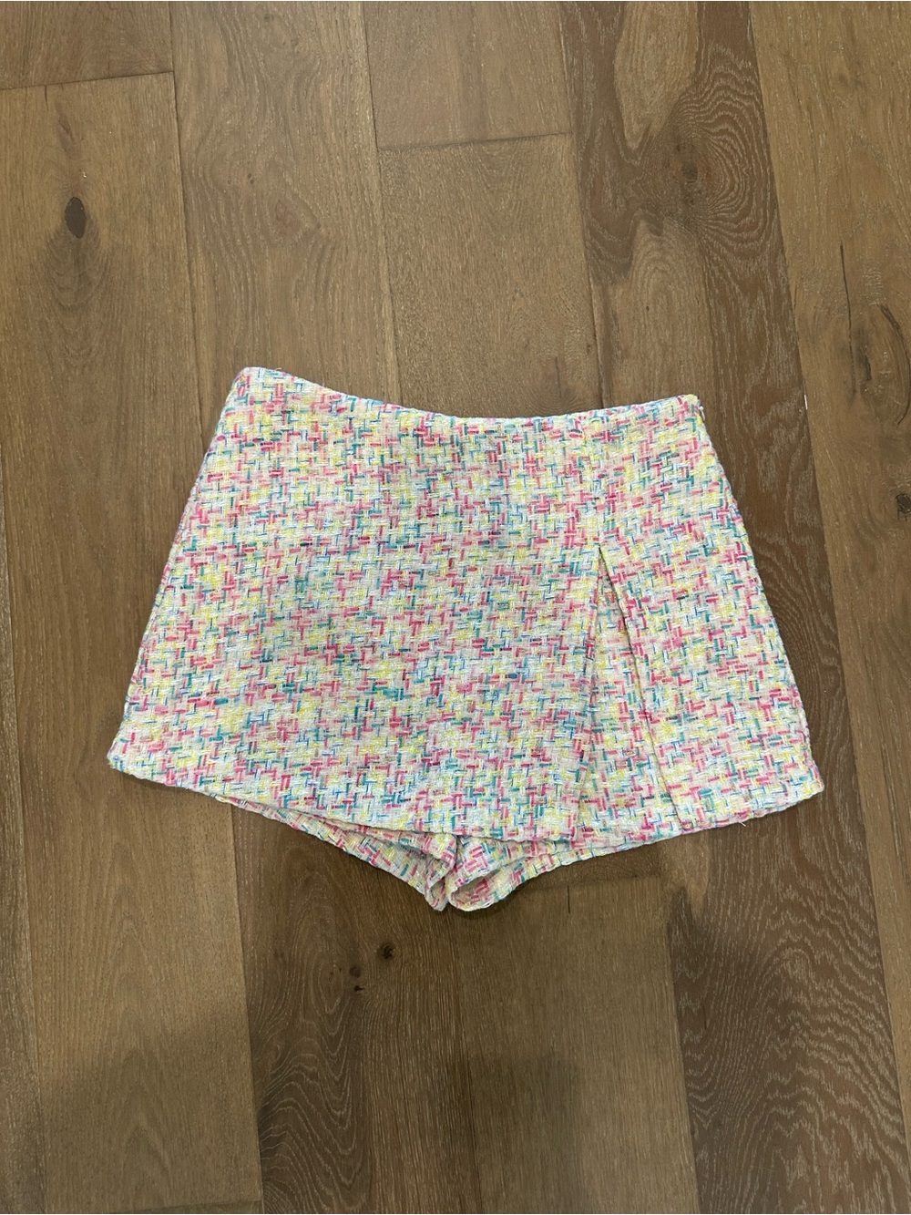 Pastel Multicolor Tweed Skort Shorts